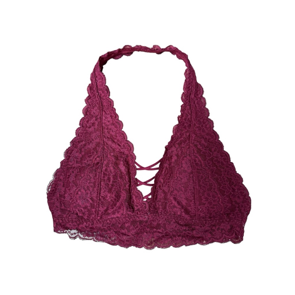 Gilly Hicks XS Burgundy Lace Halter Bralette